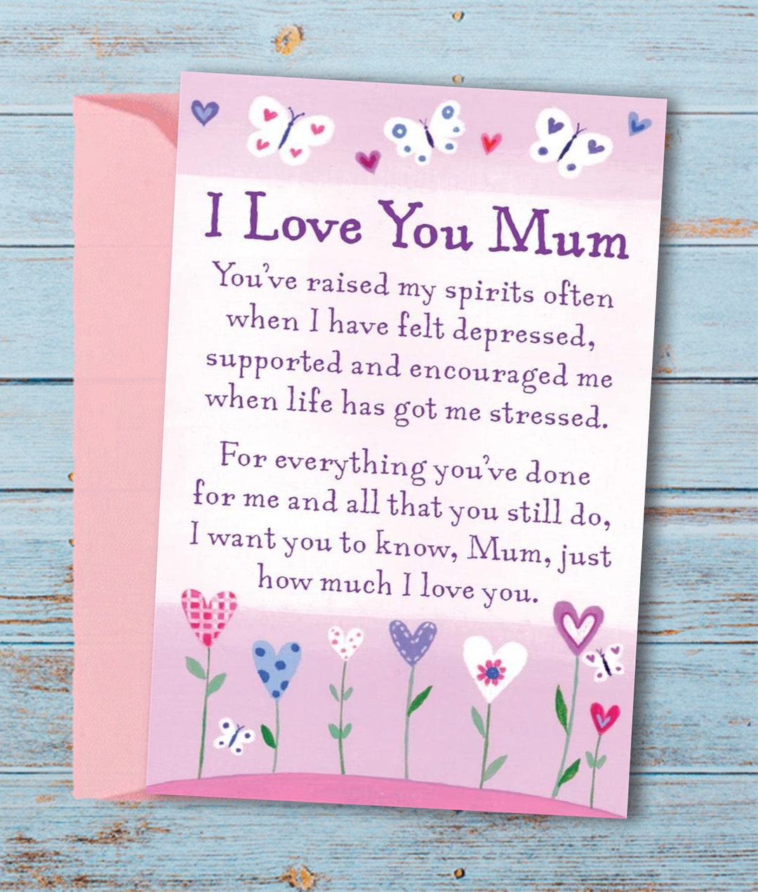 I Love You Mum Wallet Insert Keepsake Card With Envelope, to My Mum ...