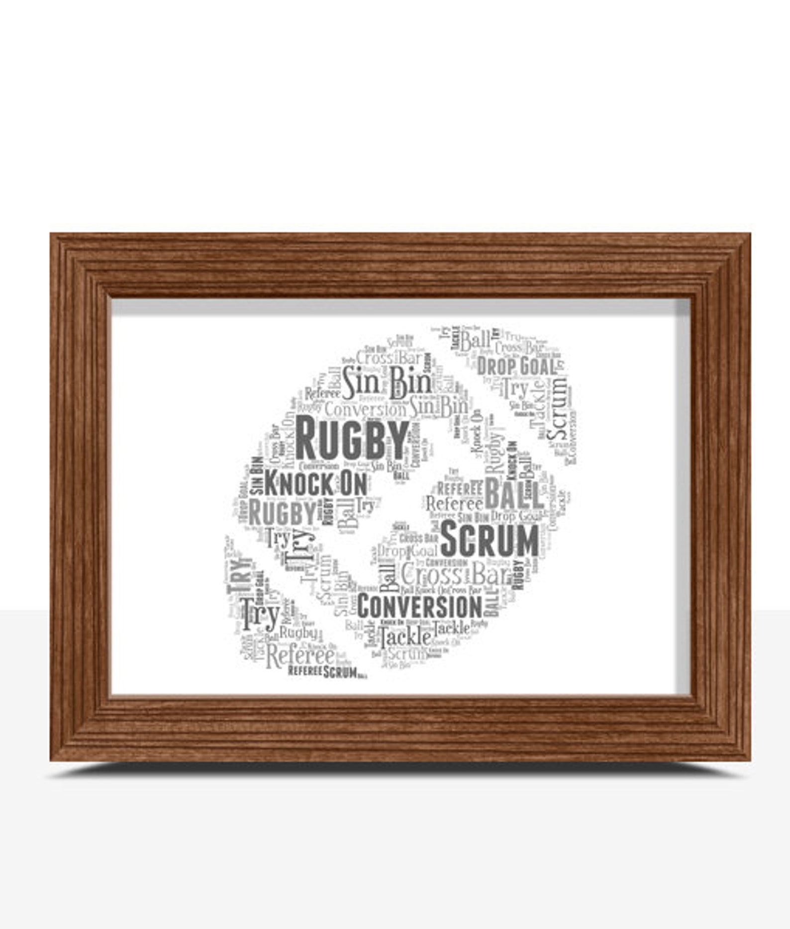 Personalised Rugby Ball Gift Rugby Ball Shape Framed Word Art Etsy UK