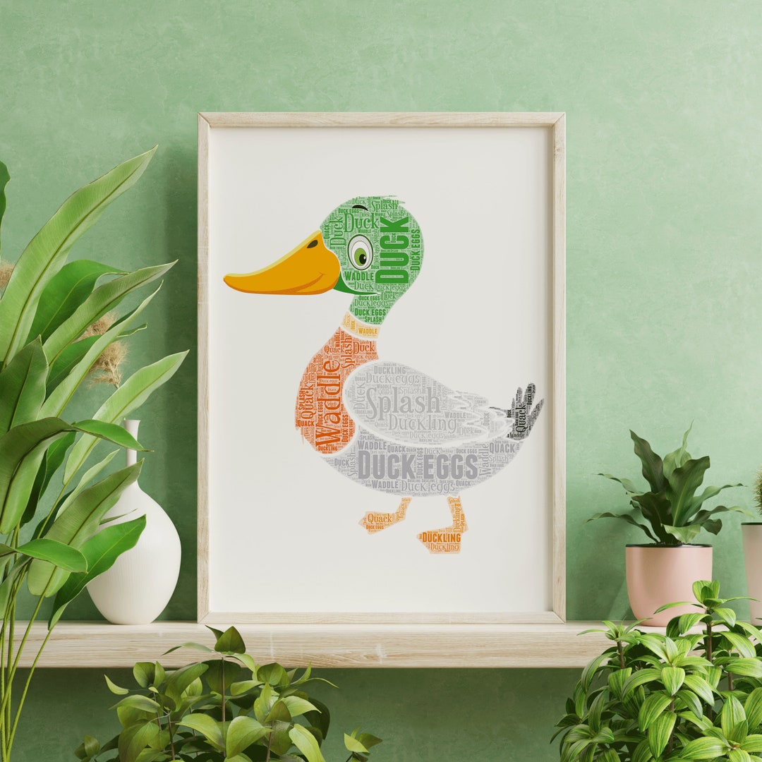Personalised Duck Wall Art | Duck Word Art | Duck Fan | Ducks Print ...