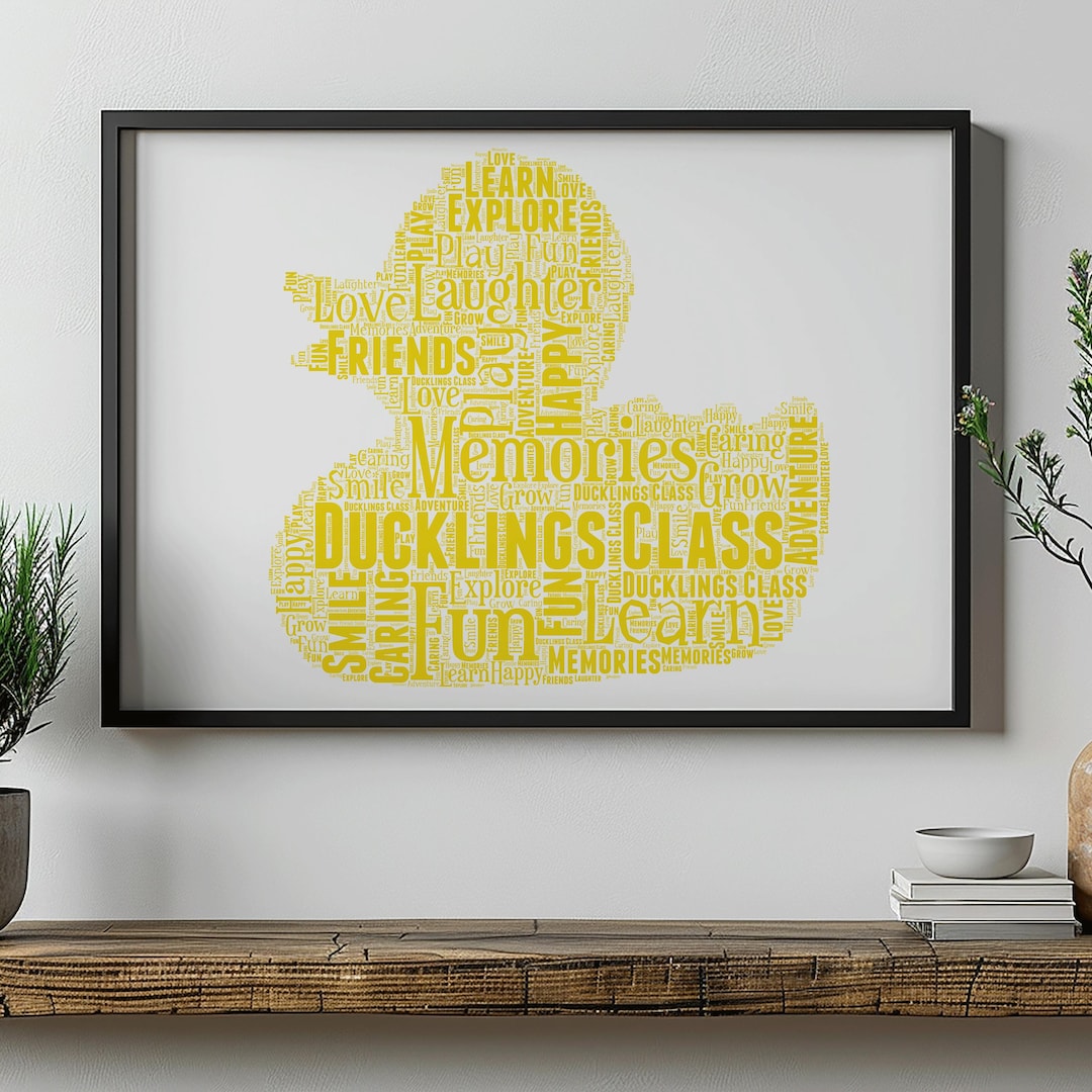 Personalised Rubber Duck Word Art Duck Gifts Rubber Duck Print Rubber ...