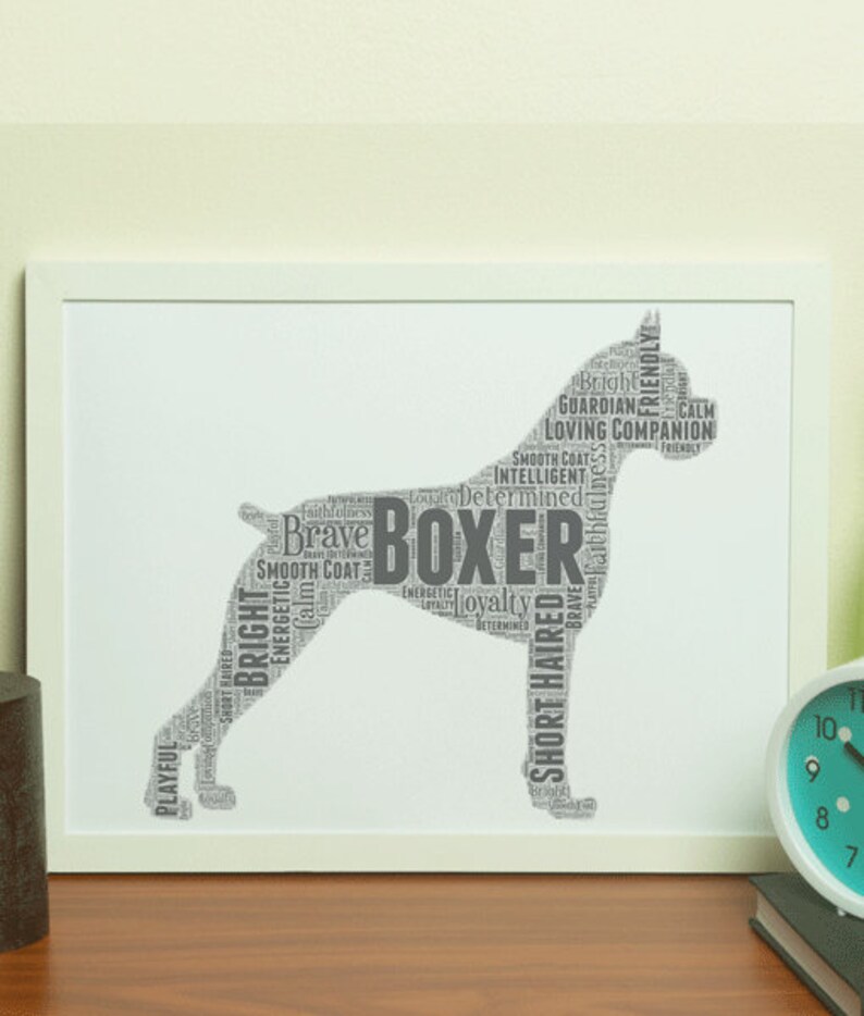 Personalised Boxer Dog Word Art Dog Word Art Cute Dog Pet Etsy