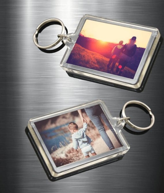 Hunjunt Custom Keychain with Picture Double Sided Engraved