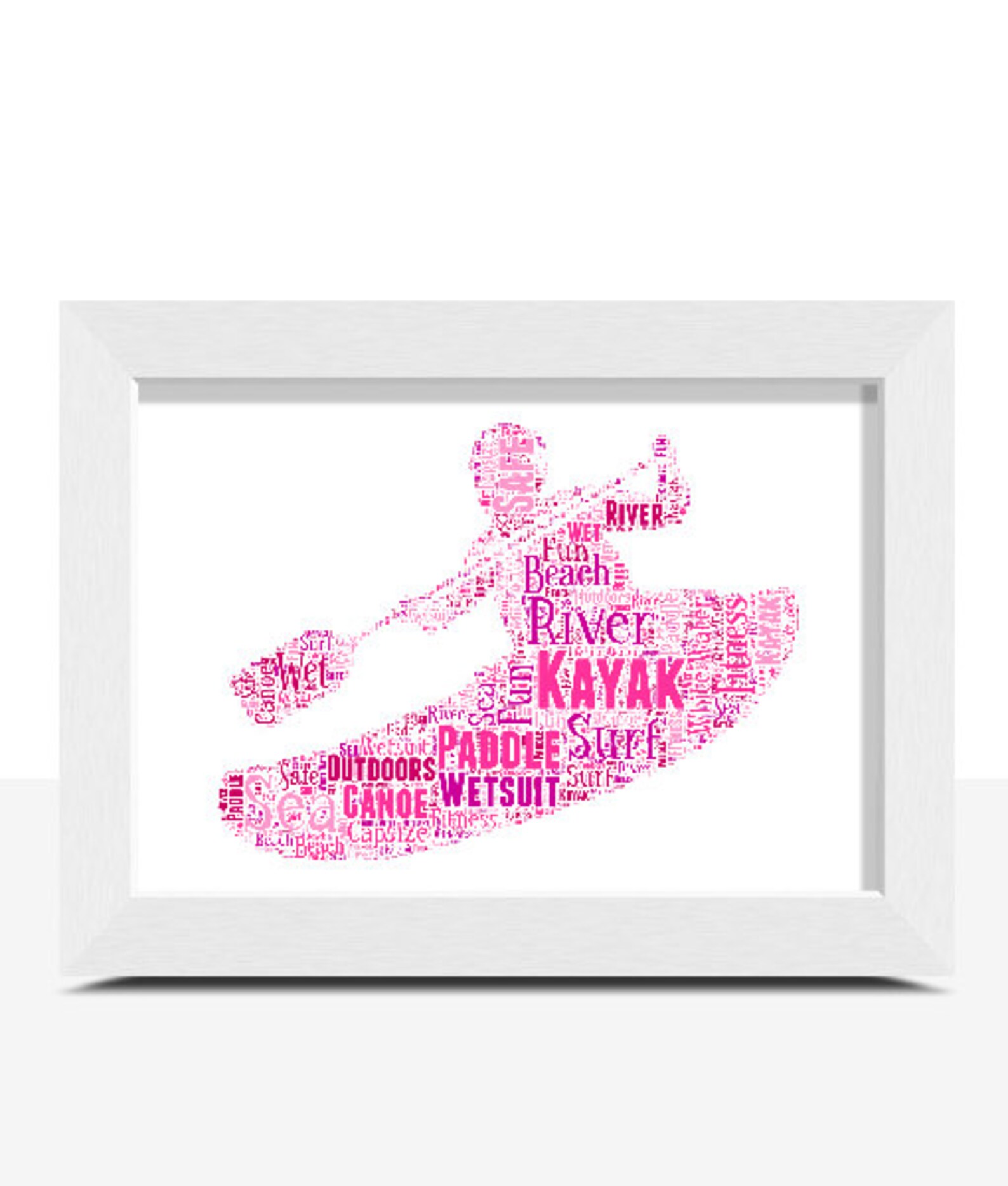 Personalised Kayak Word Art Canoeing Enthusiasts Gift Etsy UK