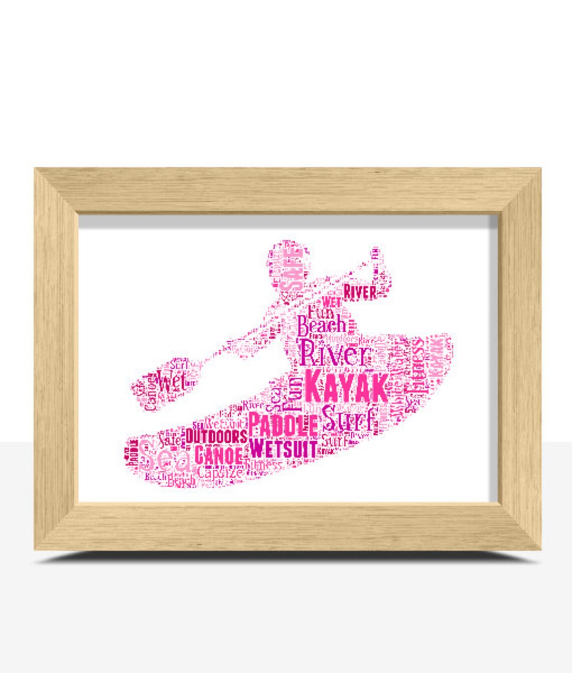 Personalised Kayak Word Art Canoeing Enthusiasts Gift Etsy UK