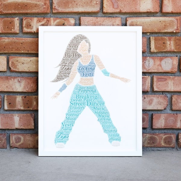 Street Dancer Gift |Street Dance Word Art Print|Female Dancer Print |Street Dance Art |Street Dance Card |Dancing Print |Custom Dancing Gift