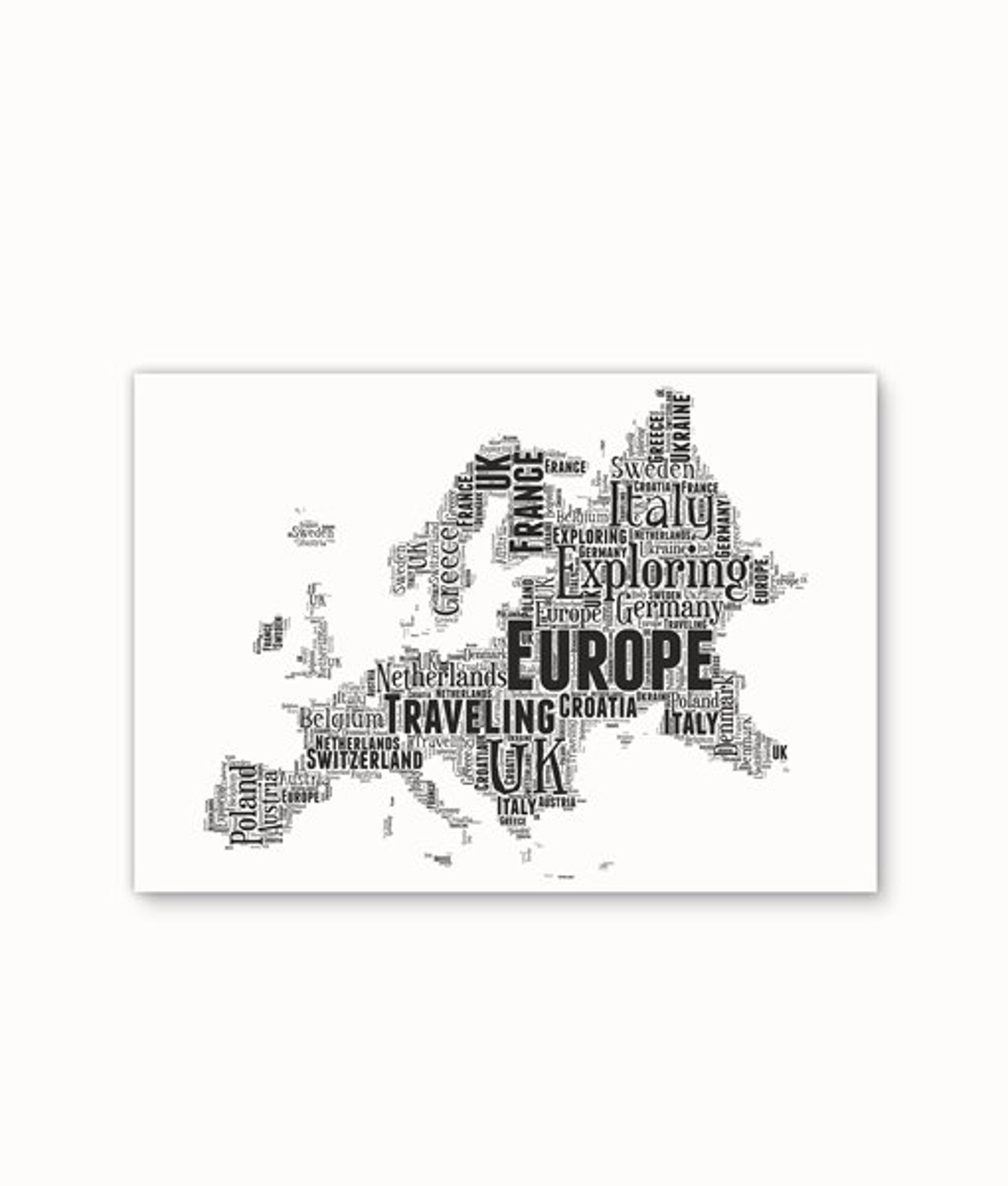 Personalised Europe Word Art Poster Europe Map Continent Etsy