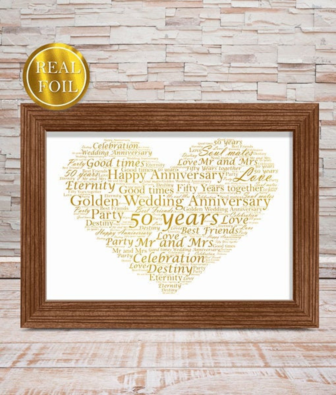 Personalised Golden Wedding Anniversary Foiled Print Golden | Etsy UK
