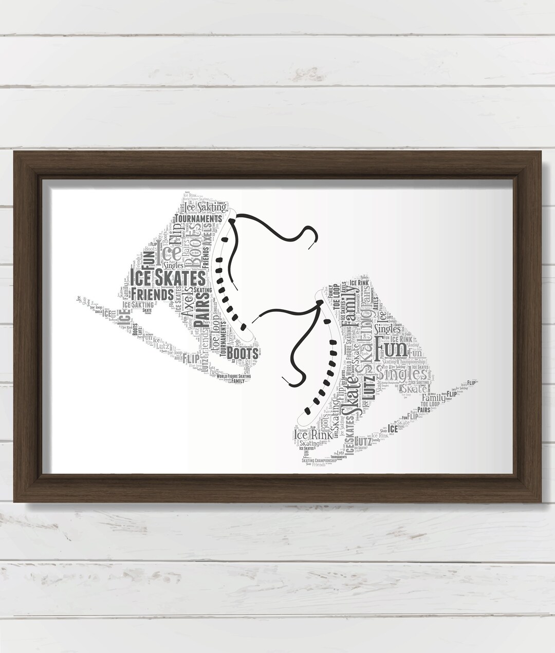 Personalised Ice Skating Word Art Cloud. Custom Ice Skater Gift, Word