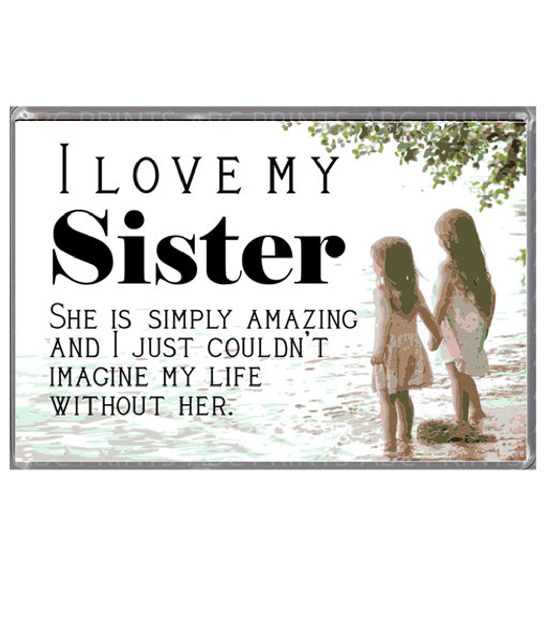Magnetic Photo Frame Gift For Sister – “Love You Forever” Keepsake With Pastel Design | Fridge, Locker & Metal Surface Magnet Frame