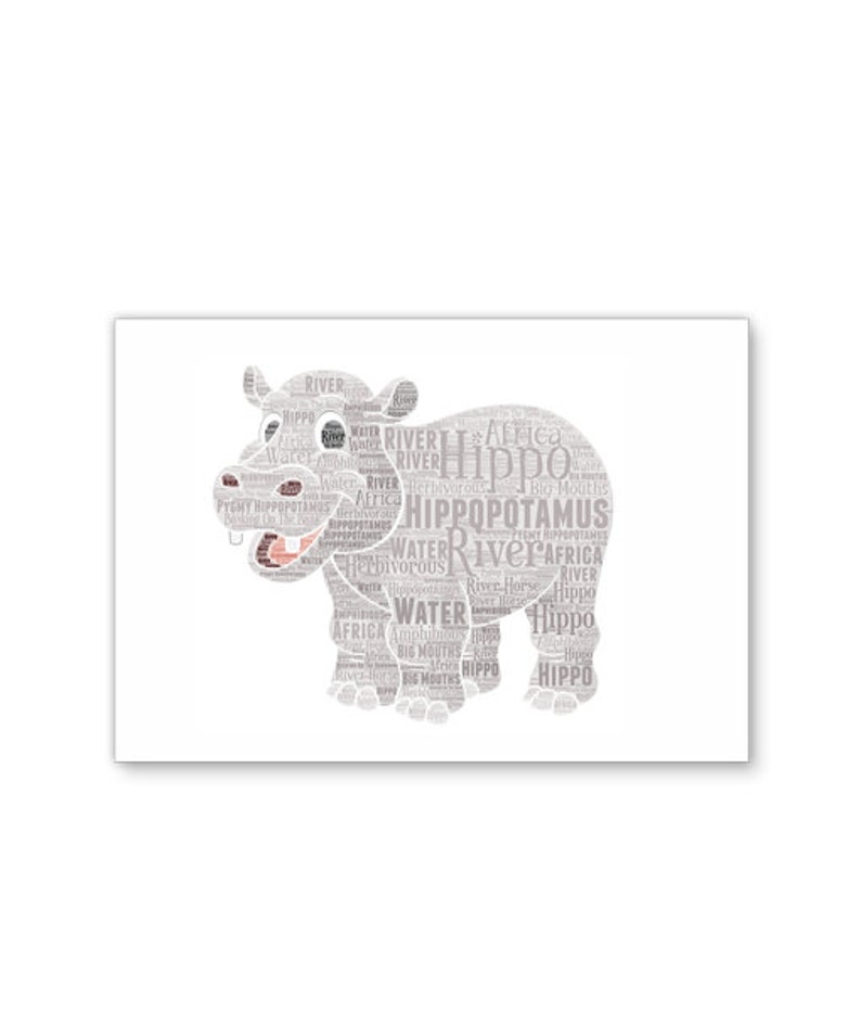 Hippo Gift Hippopotamus Word Art Hippo Print Hippopotamus - Etsy
