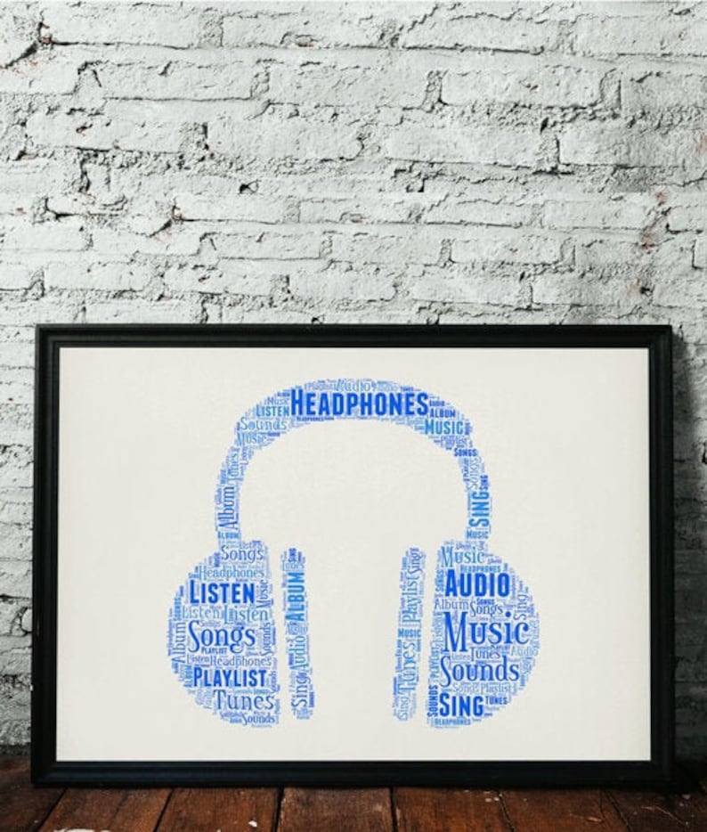 Headphones Word Art Personalised Word Art Musician Music Etsy