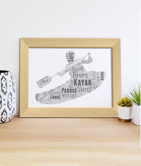 Kayak Gifts Kayak Print Personalised Kayak Word Art Print Etsy UK