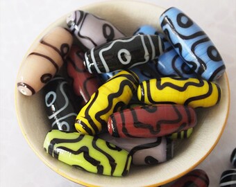 6 Lámparas de Vidrio Opaco Sadilas Larga Forma Ovalada Mixta Color Rojo Azul Verde Amarillo Tamaño 30 x 12mm