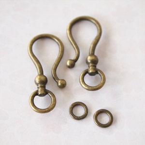 2 Clasps Large Metal S Hook And Ring Antique Bronze Size 37x16mm