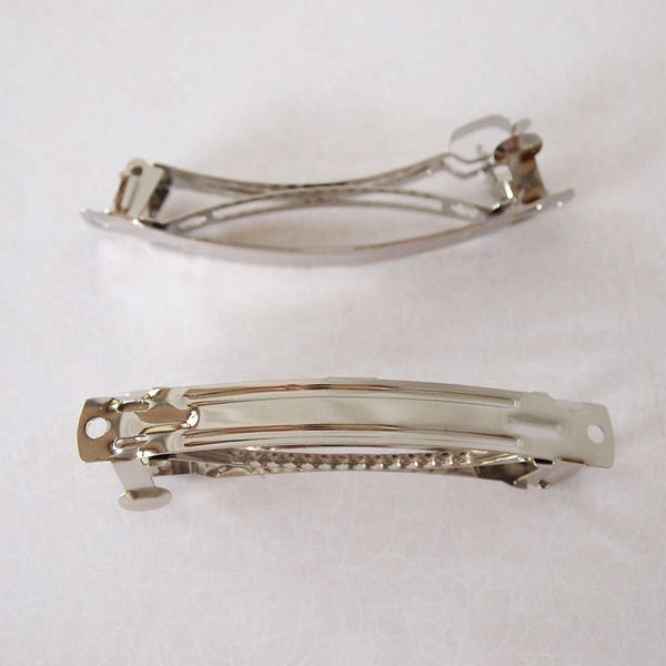 6 Clearance  Lot Large Metal Hair Clips Blanks Or Barrettes  Millinery Destash Silver Tone Size 76mm x 10mm