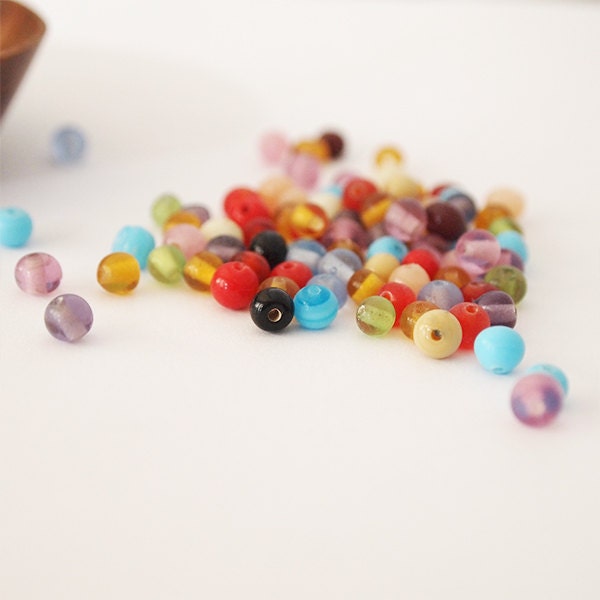 15 Gram Round Glass Bead Mix Assorted Colours Bohemian Style Etsy