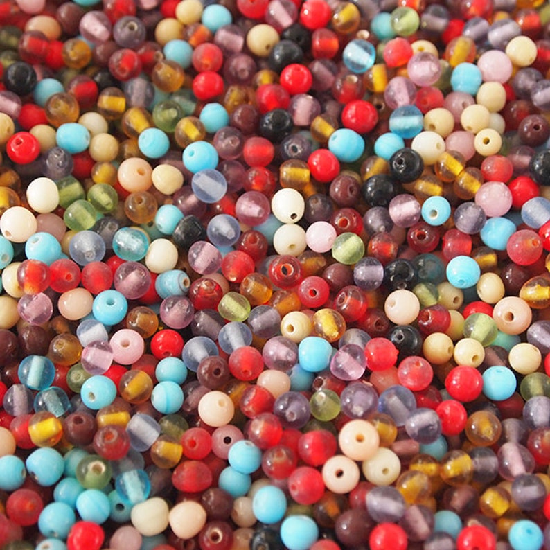 15 Gram Round Glass Bead Mix Assorted Colours Bohemian Style Etsy