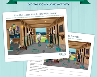 Horse Stable Safety Hazards Look & Find Printable Activity