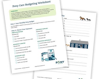 Pony Care Budget Worksheet – Printable Financial Planner for Young Equestrians