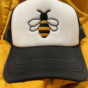 Bee Baseball Hat- HAND EMBROIDERED