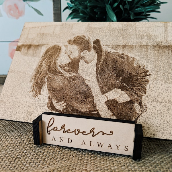 Laser Engraved Wooden Photo 4x6, Photo on Wood, Engraved Photo, Wedding Photo, Baby Photo, Pet Photo, Housewarming, Anniversary Gift