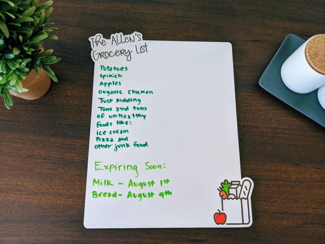 Grocery List Dry Erase Board Personalized Etsy
