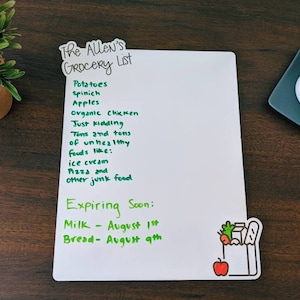 Grocery List Dry Erase Board Personalized