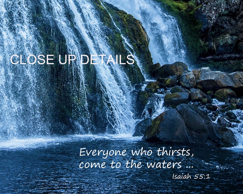 Waterfall, Falls, Water, Scenic Nature Photograph, Bible Verse Wall Art