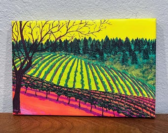 Colorful Vineyard Canvas Print of Original Painting