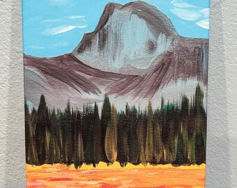 Colorful Half Dome Yosemite Canvas Print of Original Painting