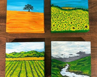 Colorful Nature Mini Canvases of Original Paintings