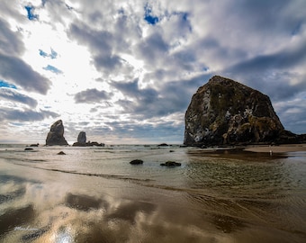 Haystack Rock Coastal Photograph: Cannon Beach Oregon Seascape