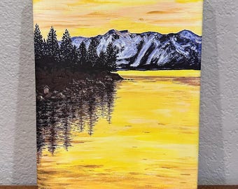 Golden Sunset of Lake Tahoe Print of Original Painting