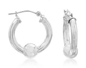 Pendientes de aro de plata 925 con forma de pelota de playa de Cape Cod, tamaño mediano
