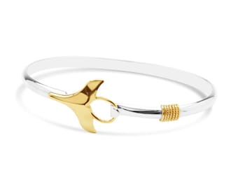 Whale Tale Bracelet from Cape Cod  925 sterling silver -Rhodium Gold