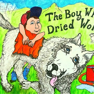Dog Jokes!  Two cartoons on one 5x7, Boy Who Dried Wolf & Giving The Dog a Bath