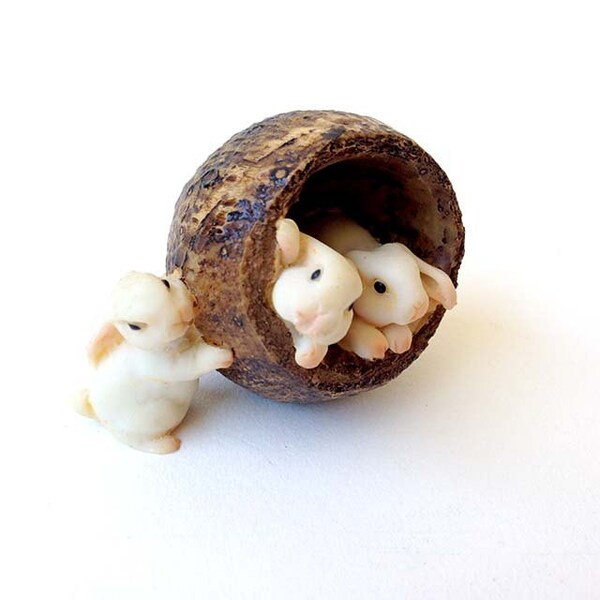 Accesorio de jardín de hadas, jardín de hadas al aire libre, jardín de la puerta de hadas, rehecho en resina, conejo en miniatura, figura en miniatura, animal de hadas