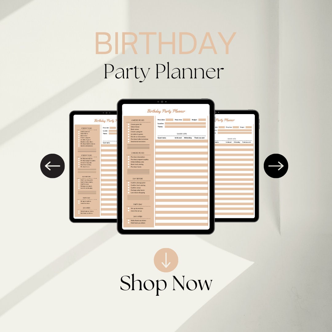 Digital Download BIRTHDAY PARTY PLANNER Checklist in Natural Colors ...