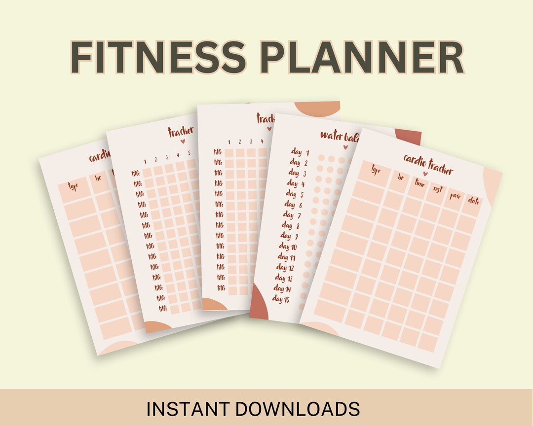 FITNESS WORKOUT Monthly Planner TRACKER and Journal – Printable Weight ...