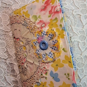 Handmade Sewing Junk Journal: Retro Fabric Cover, Vintage Ephemera