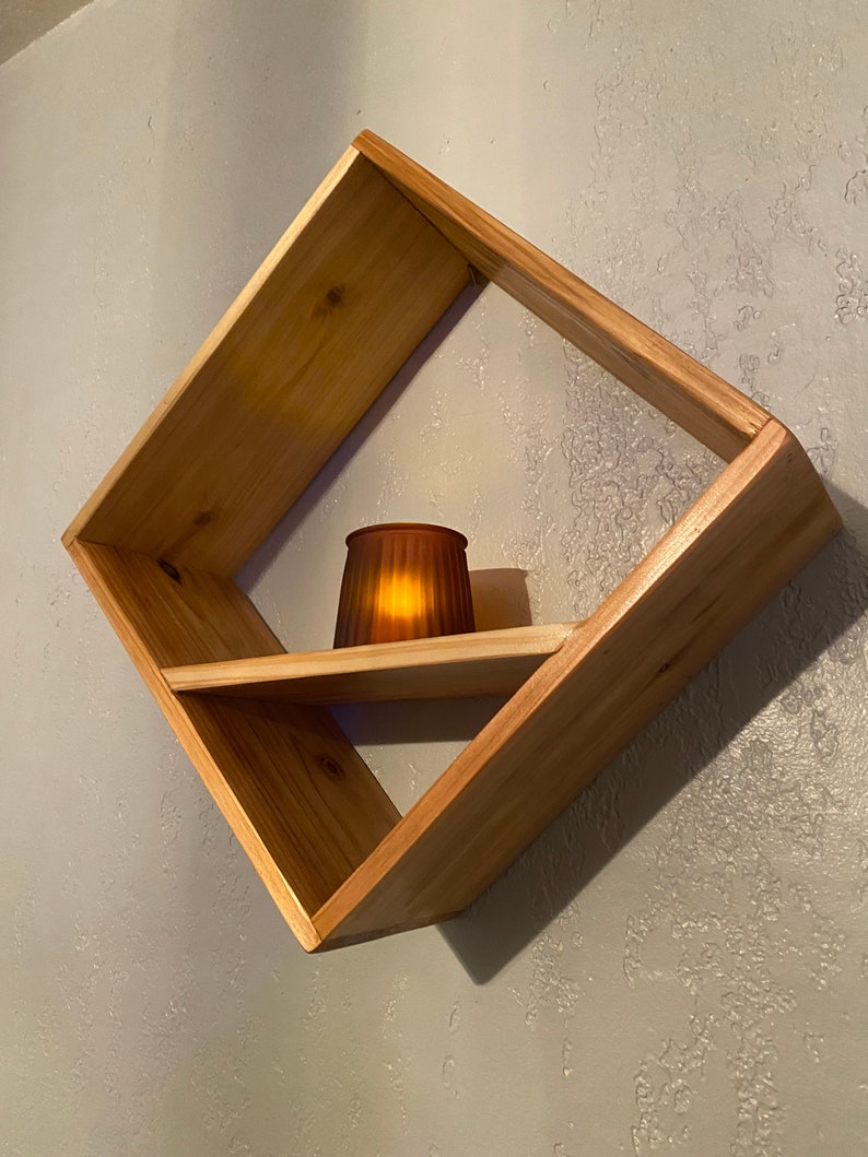 Rustic Wood Square Shelves Modern Floating Wall Decor Etsy