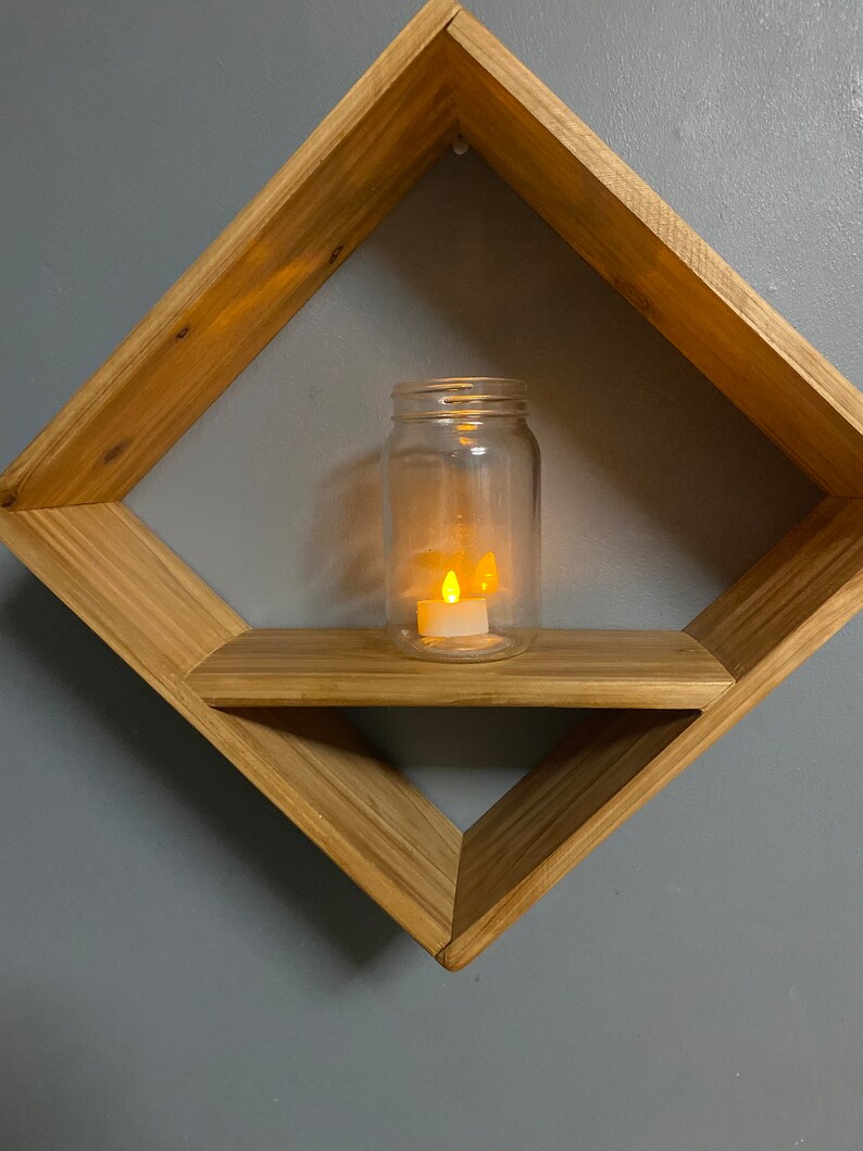 Rustic Wood Square Shelves Modern Floating Wall Decor Etsy