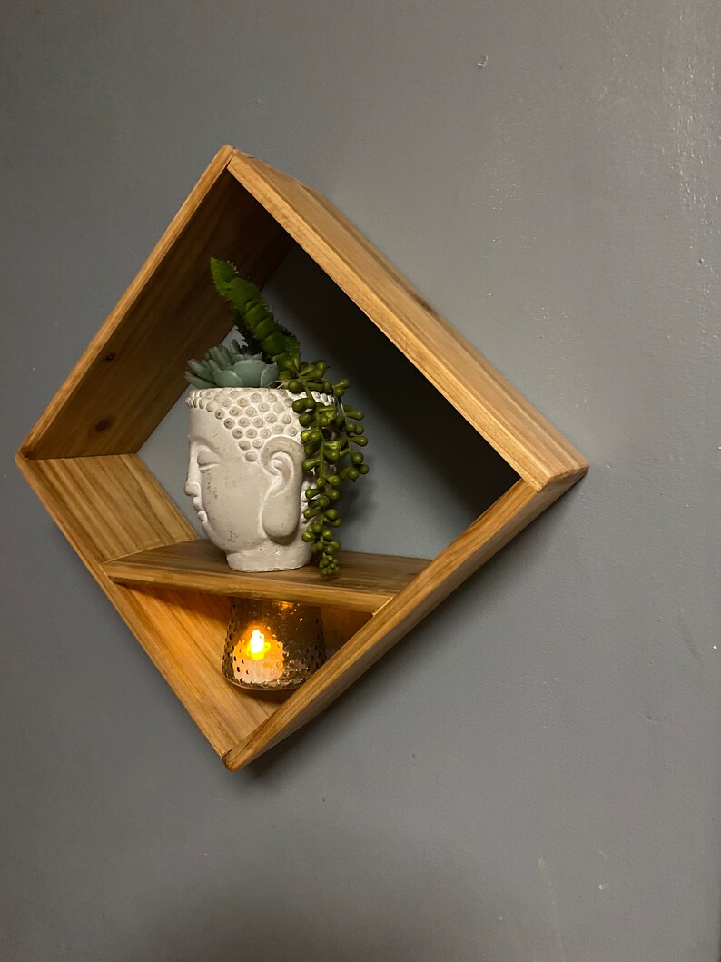 Rustic Wood Square Shelves Modern Floating Wall Decor Etsy