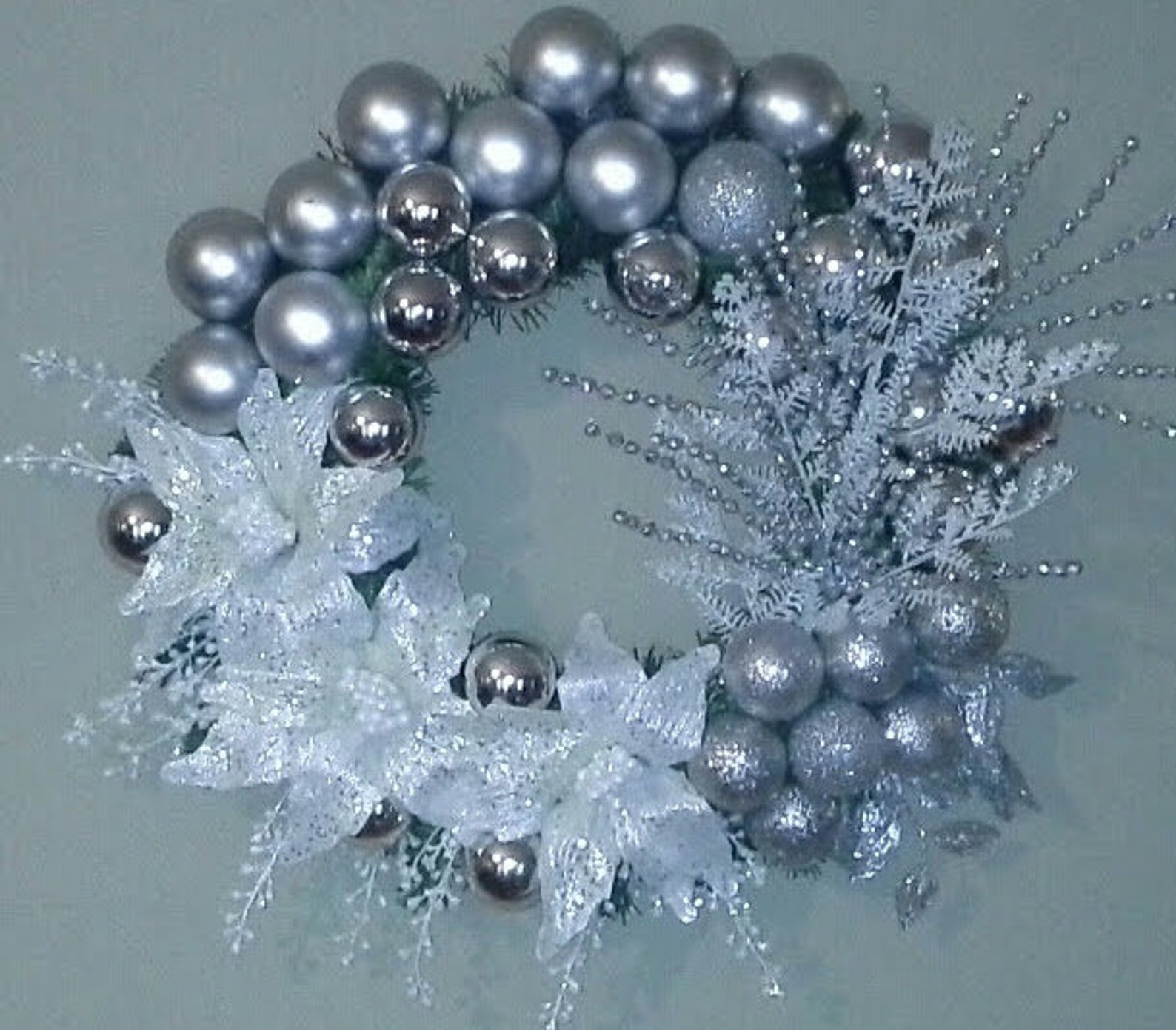 Christmas Silver Wreath Holiday Wreath Elegant Christmas | Etsy