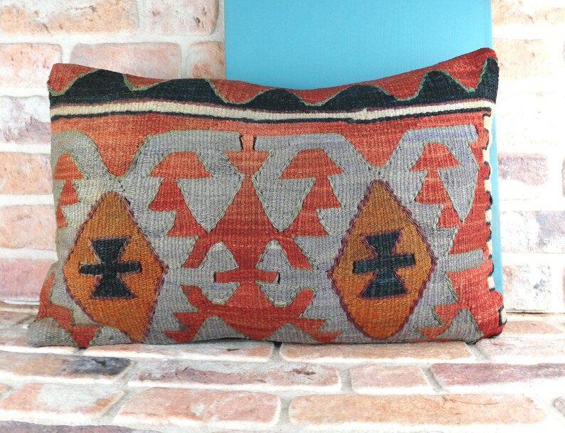 Large Kilim Pillow Cover Bolster Cushion Kilim Cushion Cover Etsy