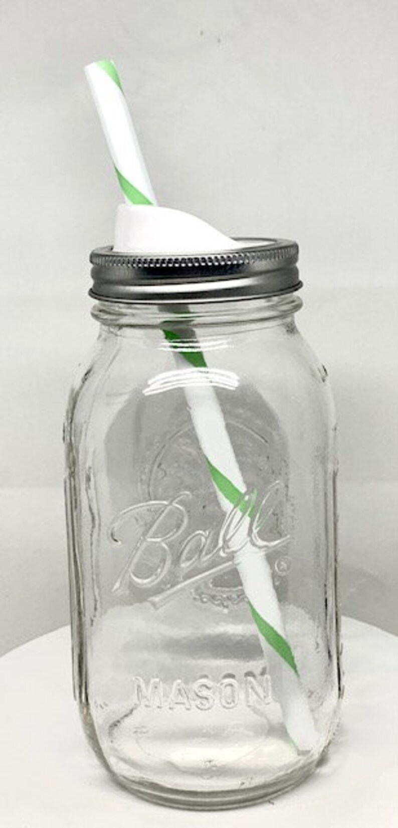 Mason Drinking Jar With Sip and Straw Lid 32oz Etsy
