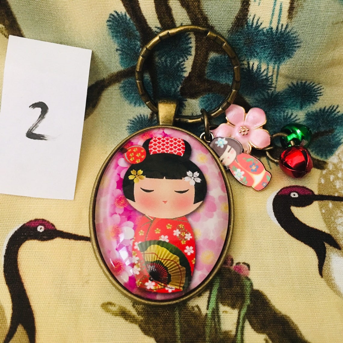 Buy Cute Japanese Kokeshi Doll Bronze Keychains With Charms Online in