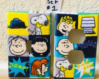 Peanuts Snoopy kiss Charlie Brown Light Switch Outlet wall Cover Plate Decor Peanuts Snoopy kiss Charlie Brown Light Switch Outlet wall Cover Plate Decor