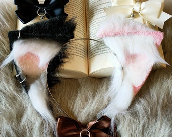 Black and Pink Kitten Ears / Cat Ears / Petplay / Cosplay