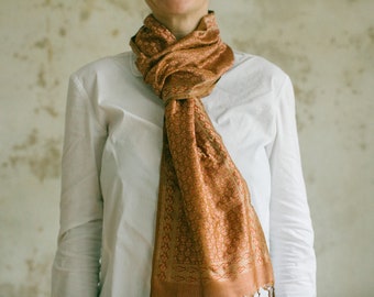 Silk scarf KASHIRAJ (27 cm x 180 cm), brown